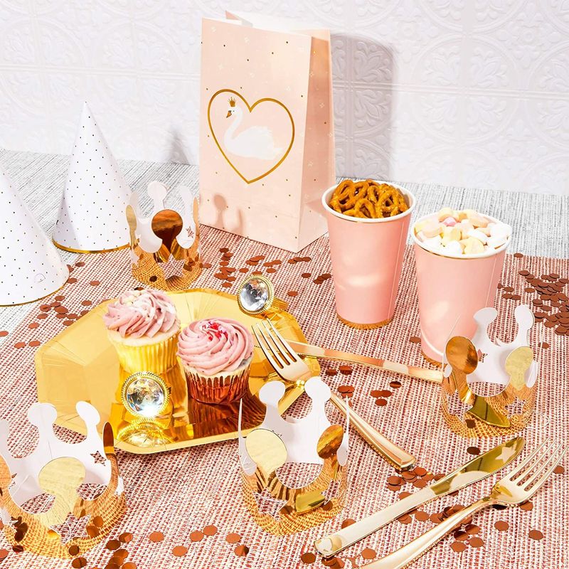 Gold Foil Paper Party Crown Hats (3.3 x 3 Inches, 48-Pack)