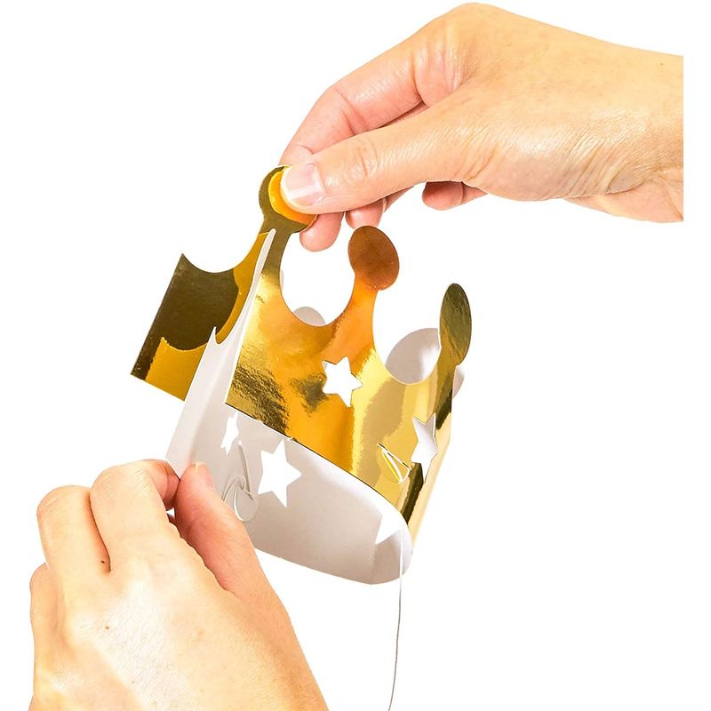 Gold Foil Paper Party Crown Hats (3.3 x 3 Inches, 48-Pack)