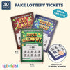 30 Pack Fake Lottery Tickets and Scratch Off Cards, Gag Prank Lotto Ticket