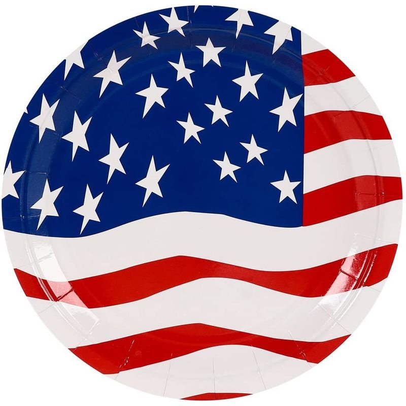 American Flag Paper Plates, Patriotic Party Supplies (9 In, 80 Pack)