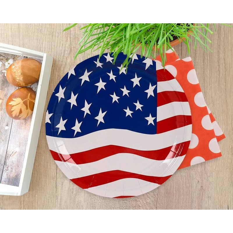 American Flag Paper Plates, Patriotic Party Supplies (9 In, 80 Pack)