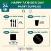 Happy Father’s Day Dinnerware Set, Paper Plates, Plastic Cutlery, Cups, and Napkins (Serves 48, 144 Pieces)