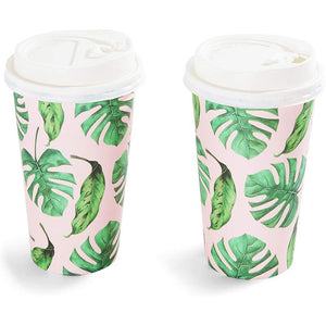 Insulated Coffee Cups with Lids, Tropical Design (16 oz, 48 Pack)