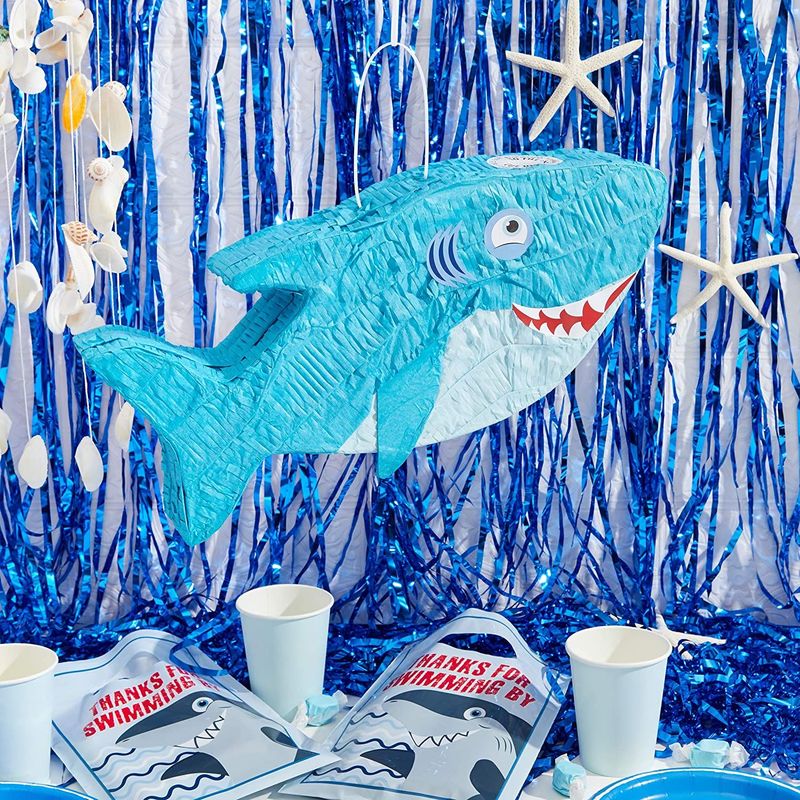 Shark Party Pinata, Blue (16.6 x 6.5 in)