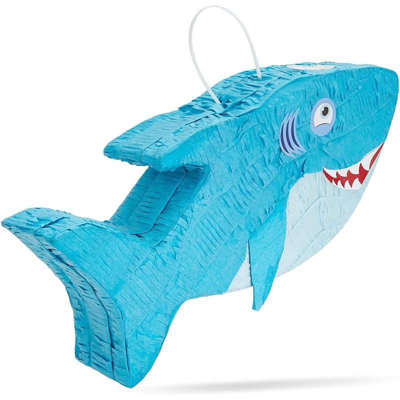 Shark Party Pinata, Blue (16.6 x 6.5 in)