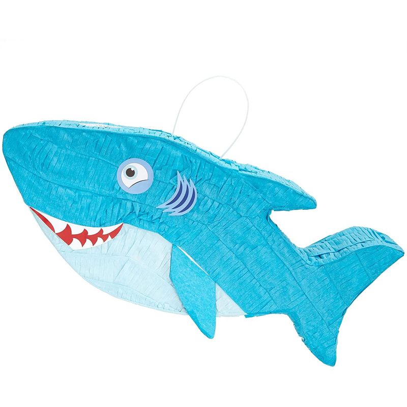 Shark Party Pinata, Blue (16.6 x 6.5 in)