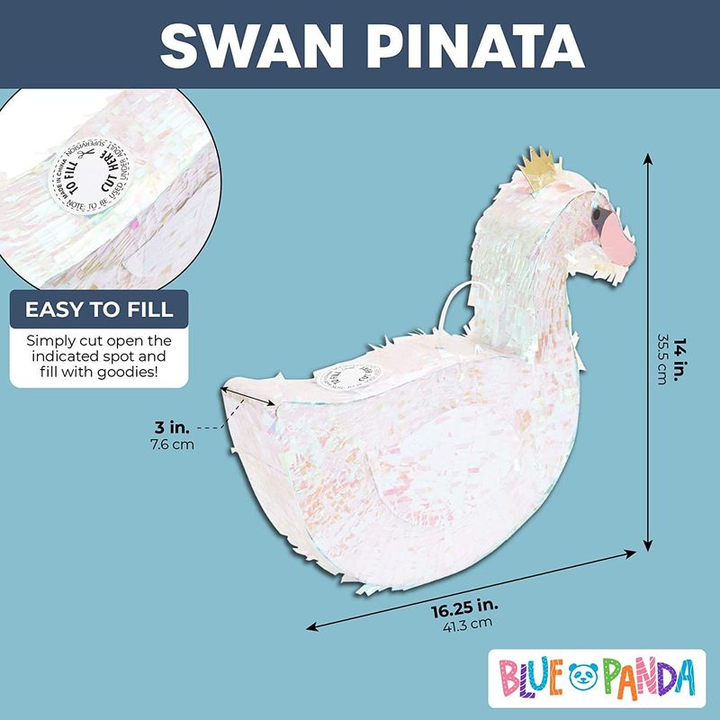 Swan Pinata, Princess Party Supplies (16.25 x 14 in)