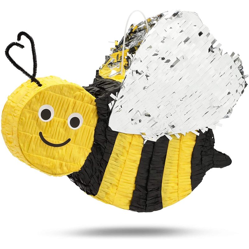 Bumble Bee Pinata for Gender Reveal or Birthday Party (15.5 x 13 Inches)