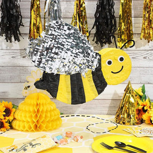 Bumble Bee Pinata for Gender Reveal or Birthday Party (15.5 x 13 Inches)