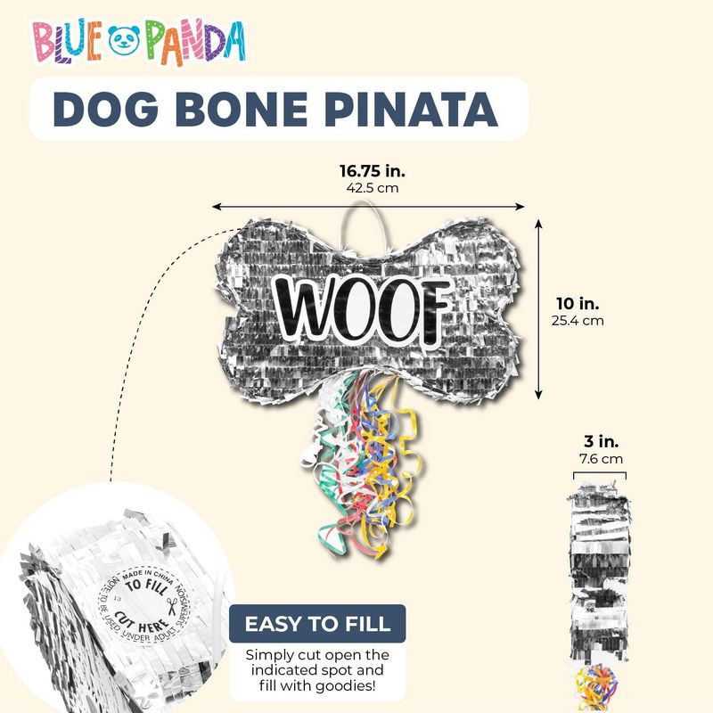 Dog Bone Pinata, Puppy Birthday Party Supplies, Woof (16.75 x 10 x 3 In)