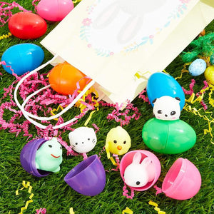Colorful Prefilled Easter Eggs with Squishy Toys for Kids (2.5 in, 12 Pack)