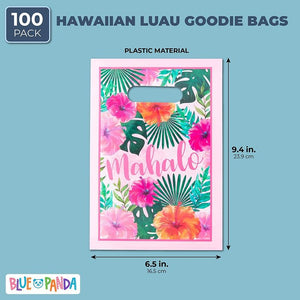 Hawaiian Luau Party Favor Bags for Birthday, Mahalo (100 Pack)