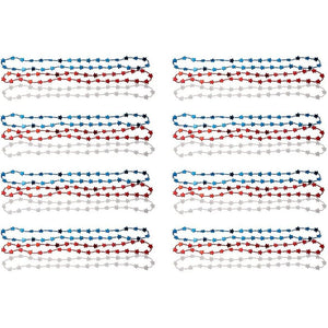 Beaded Necklaces, Red, White, and Blue Patriotic Party Supplies (24 Pack)