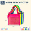 Mesh Shell Collecting Beach Bags with Adjustable Tote Straps in 5 Colors (10 Pack)