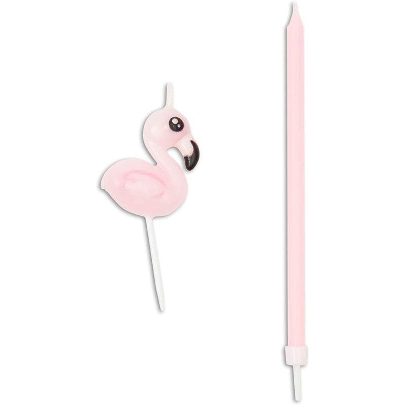 Pink Flamingo Candles and Party Supplies (18 Pieces)