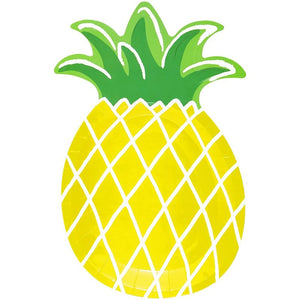 Yellow Pineapple Paper Plates for Party Supplies, Hawaiian Themed Parties or Luaus (10 x 6 In, 48 Pack)