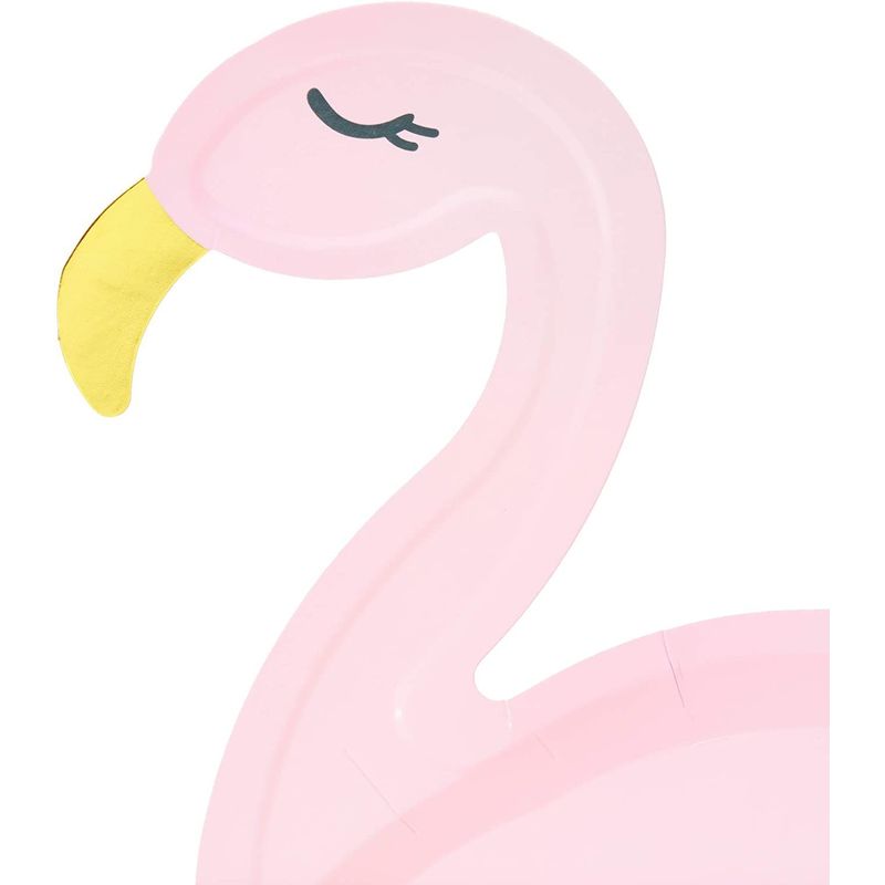 Pink Flamingo Party Paper Plates with Gold Foil (9 x 11.45 Inches, 48 Pack)