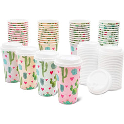 Insulated Coffee Cups with Lids, Cactus Design (16 Oz, 48-Pack)