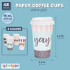Yay Printed Insulated Coffee Cups with Lids (16-oz, 48-Pack)