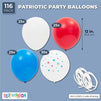 Patriotic Latex Party Balloons for 4th of July, Memorial Day (12 In, 116 Pack)