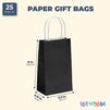 Paper Party Gift Bags with Handles (9 x 5.3 in, Black, 25-Pack)
