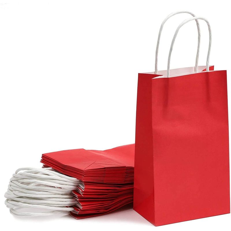 Paper Party Gift Bags with Handles (9 x 5.3 in, Red, 25-Pack)