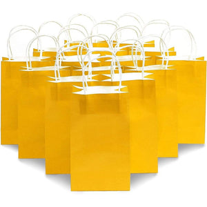 Paper Party Gift Bags with Handles (9 x 5.3 in, Yellow, 25-Pack)