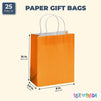 Paper Party Gift Bags with Handles (8 x 10 in, Medium Size, Orange, 25-Pack)