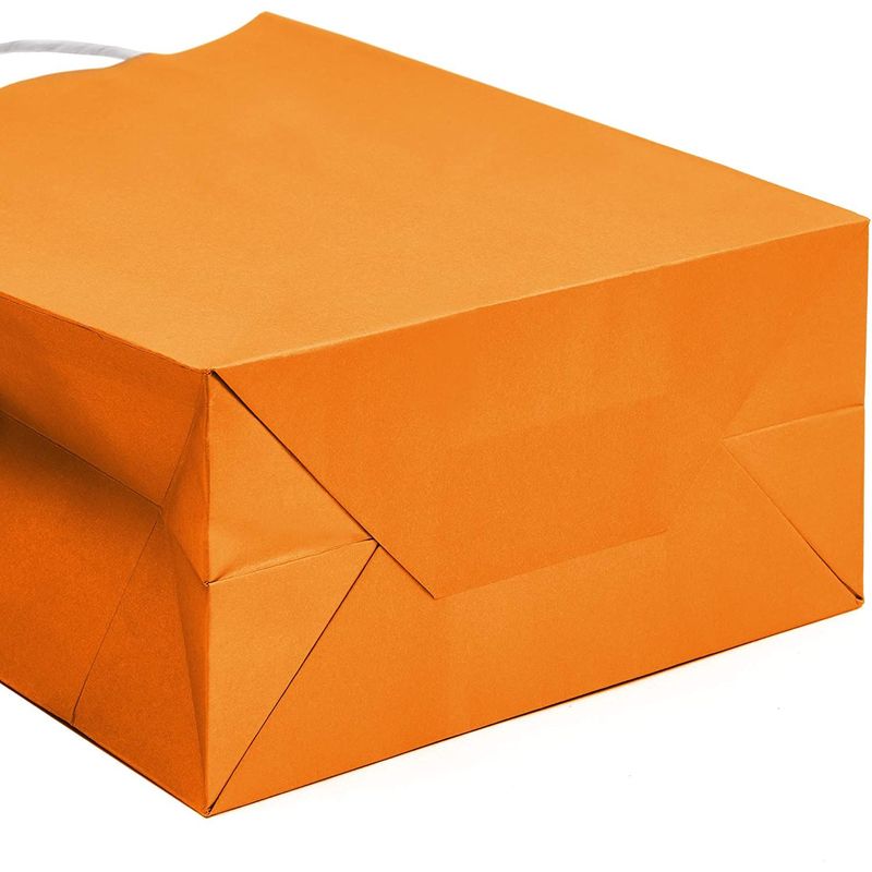 Paper Party Gift Bags with Handles (8 x 10 in, Medium Size, Orange, 25-Pack)