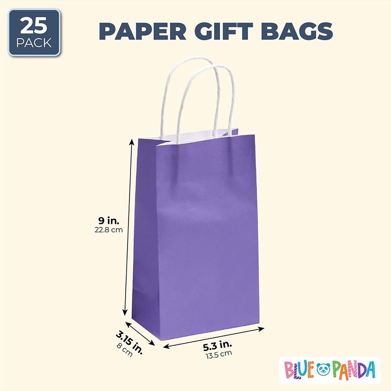 Paper Party Gift Bags with Handles (9 x 5.3 in, Purple, 25-Pack)