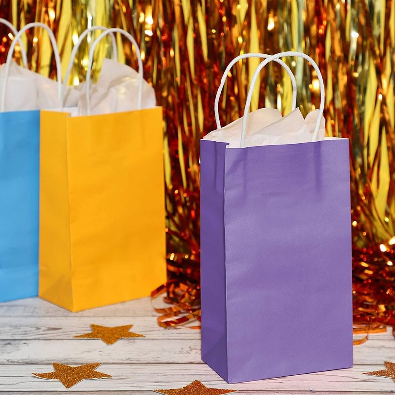 Paper Party Gift Bags with Handles (9 x 5.3 in, Purple, 25-Pack)