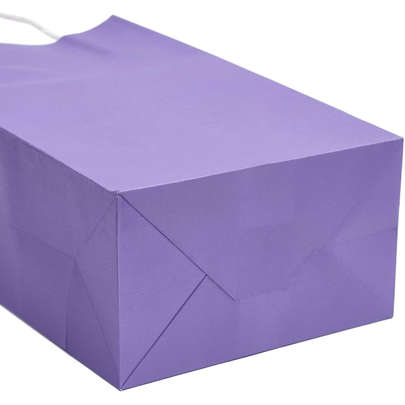 Paper Party Gift Bags with Handles (9 x 5.3 in, Purple, 25-Pack)