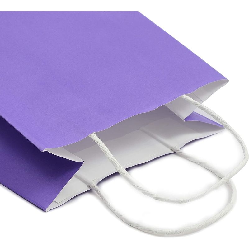 Paper Party Gift Bags with Handles (9 x 5.3 in, Purple, 25-Pack) 