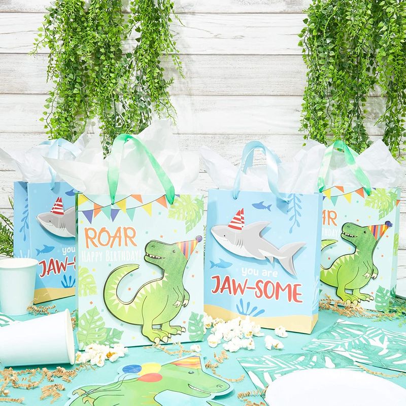 Animal Birthday Gift Bags (9 x 7.5 Inches, 12-Pack)