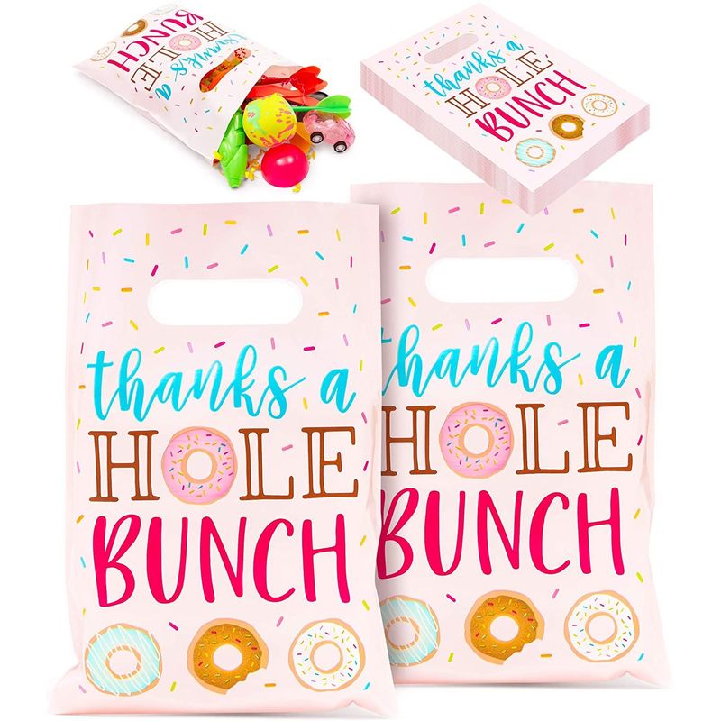 100 Pack Donut Party Favor Goodie Bags for Birthday Party and Bridal Shower - Multi