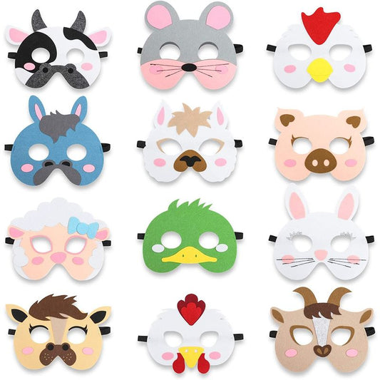 Animal Masks for Farm Animal Party Favors (7 x 7.2 Inches, 12 Pack)