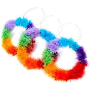 Fuzzy Rainbow Halo Headbands, Halloween Costume Accessories (3 Pack)