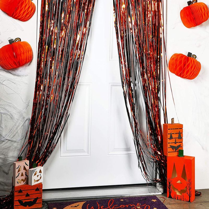 Halloween Party Decorations, Foil Fringe Curtains (2 Colors, 35 x 93 in, 4 Pack)
