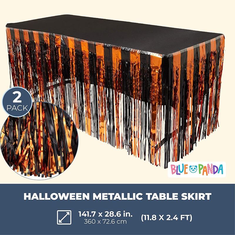 Halloween Party Supplies, Black and Orange Table Skirt (2 Pack)