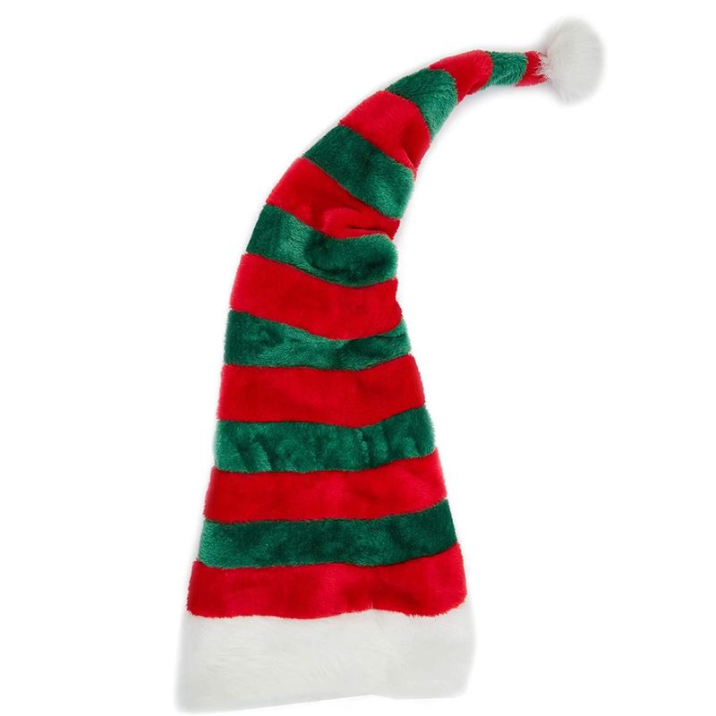 Santas Elf Hats, Red and Green Striped Hat (2 Pack)