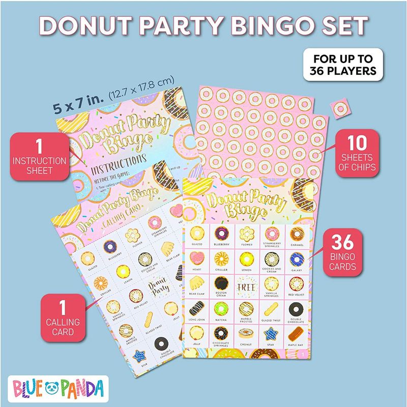 Donut Bingo Party Game for Birthdays, Donut Grow Up (5 x 7 Inches, 36 Cards)