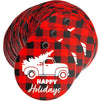 Round Buffalo Plaid Gift Tags and Twine (2.5 in, 150 Pack)