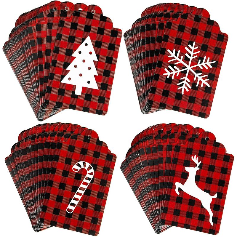 Buffalo Plaid Gift Tags and Twine (1.75 x 2.95 in, 200 Pack)