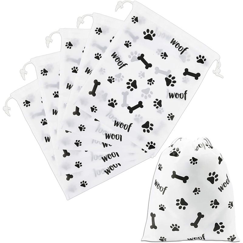 Woof! Dog Birthday Party Supplies, Drawstring Gift Bags (10 x 12 in, 12 Pack)