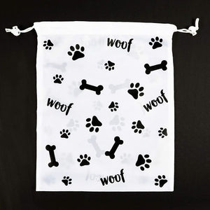Woof! Dog Birthday Party Supplies, Drawstring Gift Bags (10 x 12 in, 12 Pack)