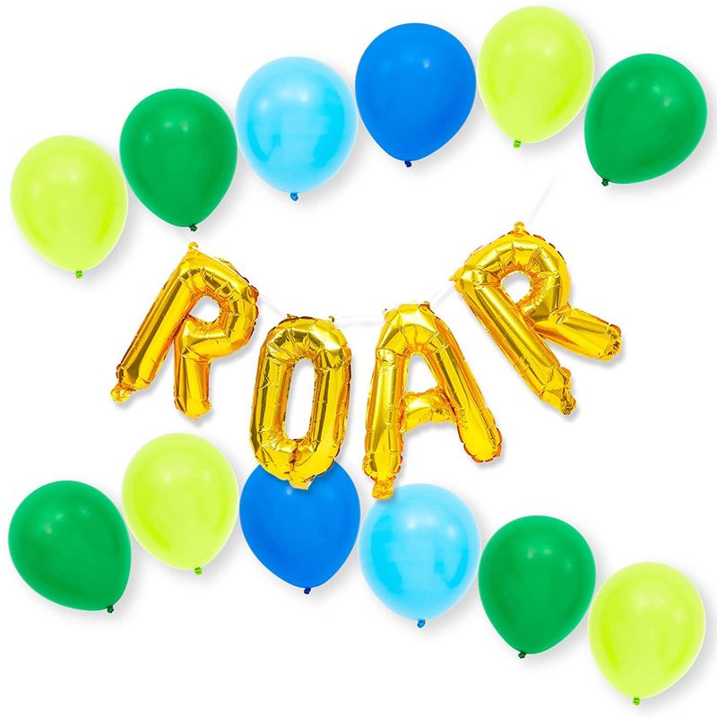 Foil Balloon Letters Set, Gold Roar Dinosaur Birthday Party (24 Pack)