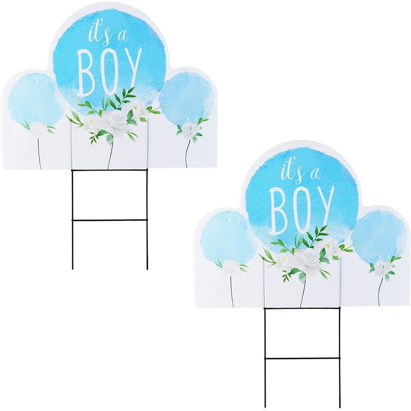 Blue Panda Baby Shower Yard Signs with Stakes, It’s A Boy (17 x 13 in, 2 Pack)