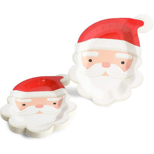 Santa Claus Paper Plates for Holiday Christmas Party (7.5 x 10 In, 24 Pack)