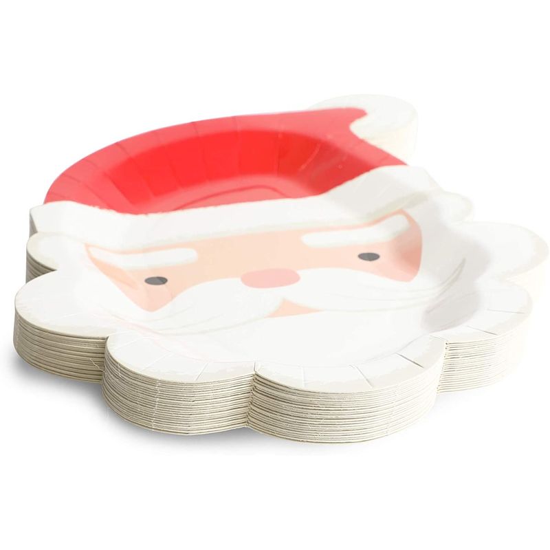 Santa Claus Paper Plates for Holiday Christmas Party (7.5 x 10 In, 24 Pack)