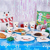 Christmas Party Park, Snowman Dinnerware, Tablecloths, Banner (Serves 24, 75 Pieces)